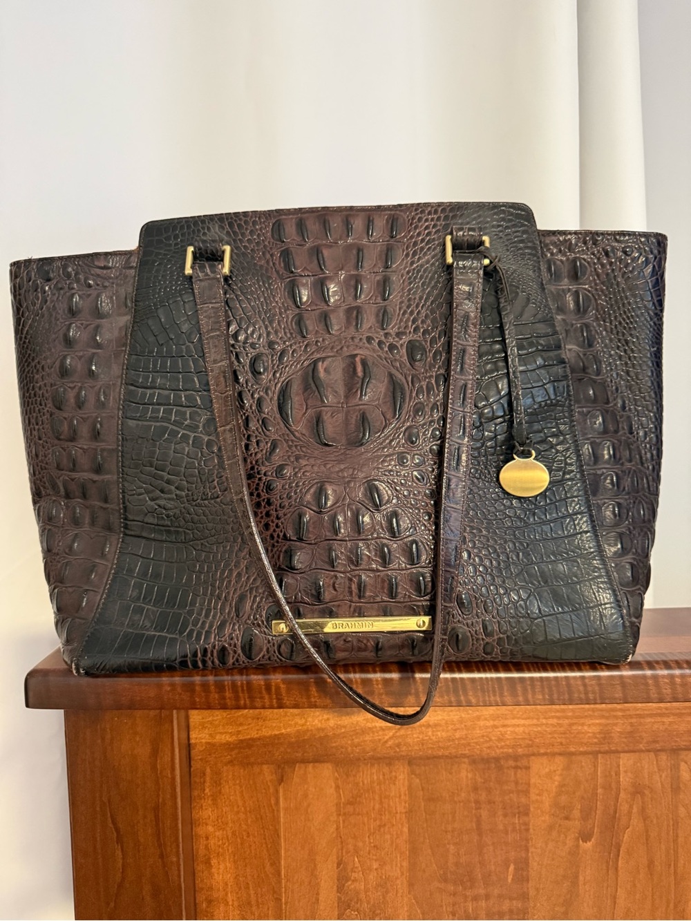 Brahmin Croc-Embossed Leather Tote Bag
